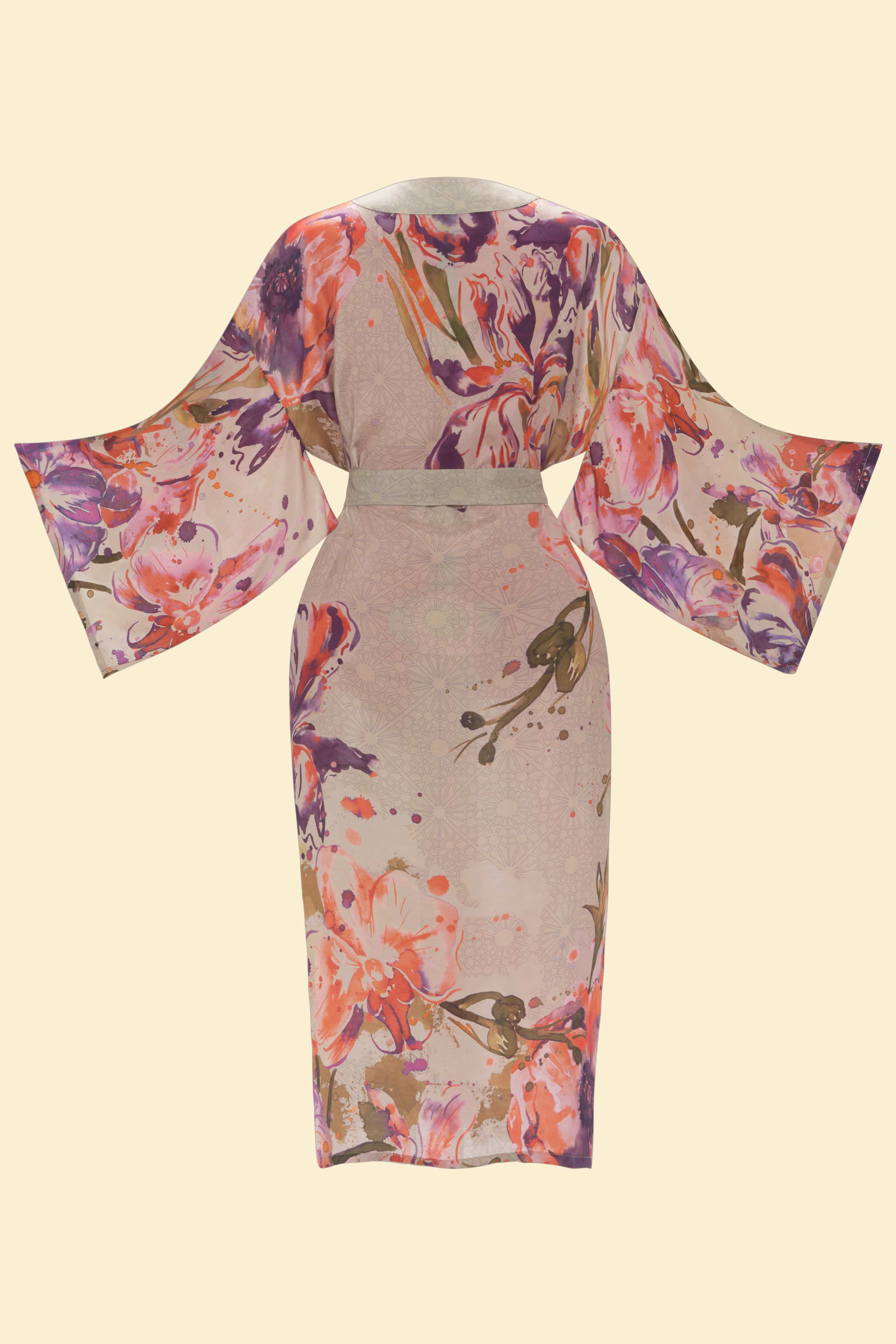 Orchid & Iris Kimono Gown - Coconut