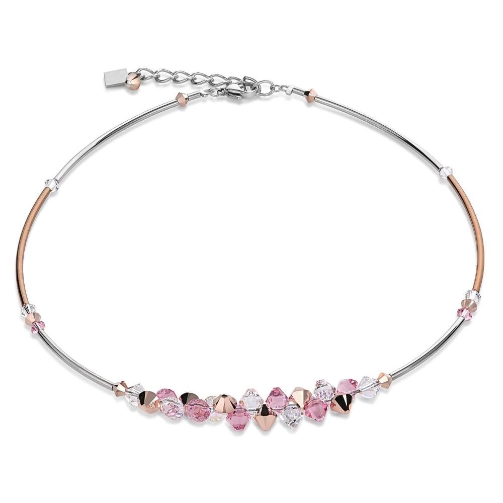 Ladies' Pink & Rose Gold Swarovski Crystal Cluster Necklace