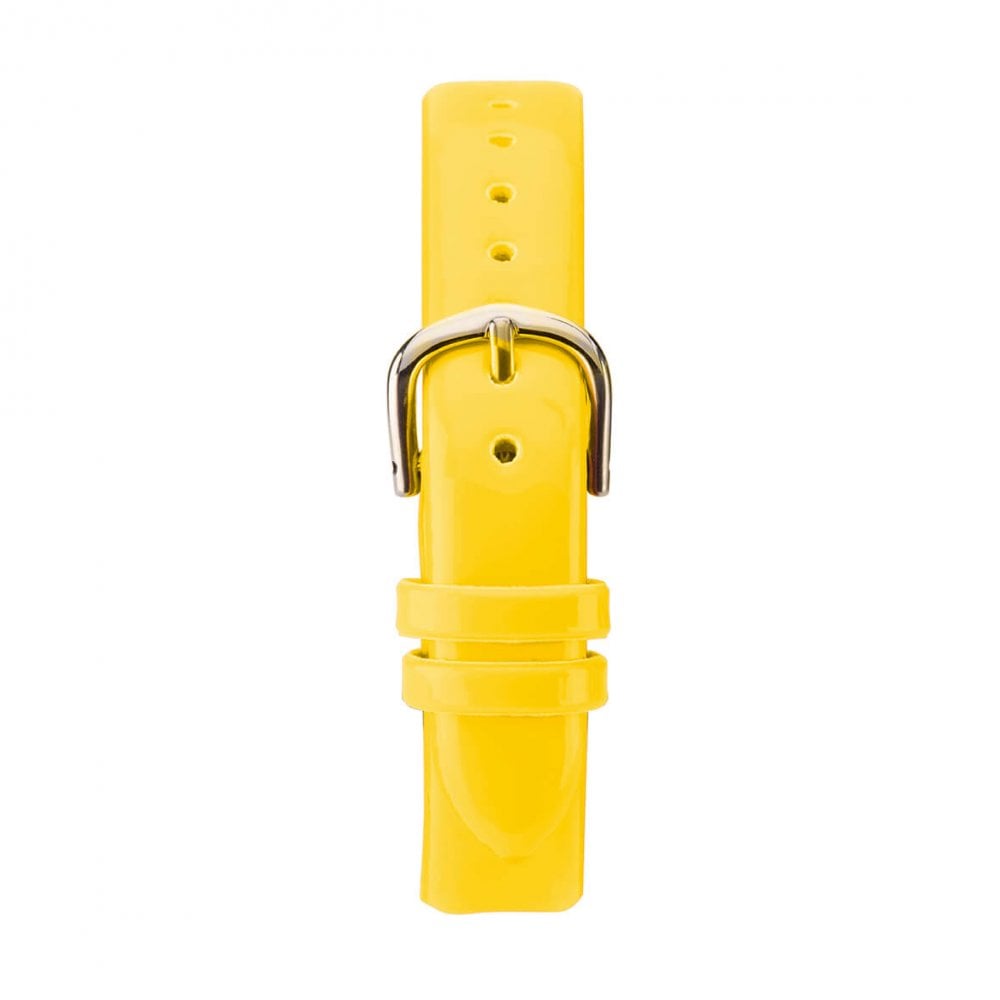 Stainless Steel Stone Set Dial With Neon Yellow PU Strap Ladies Watch