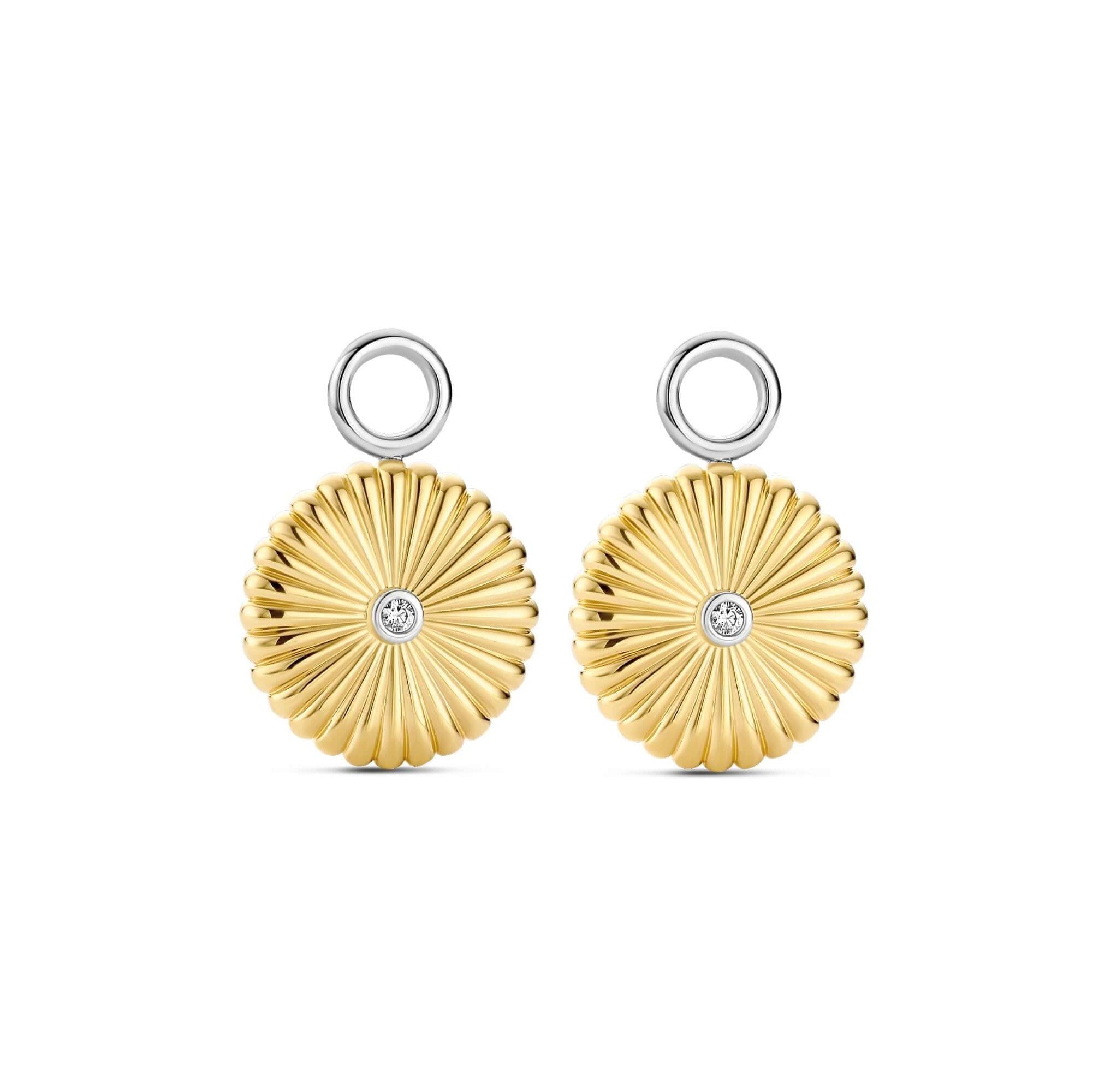 Gold Plated Sun Rays Pattern CZ Ear Charm