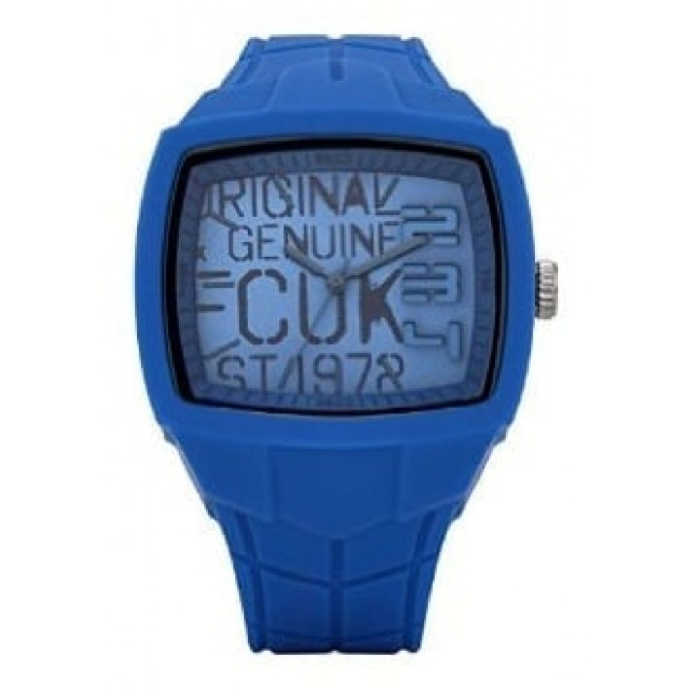 Men's Quartz Analogue Watch With Blue Rubber Strap