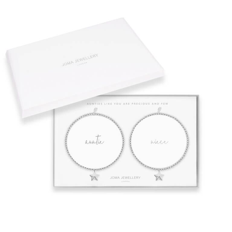 A Little Gift Set | Auntie | Silver | Set Of 2 Bracelets | 17.5cm Stretch