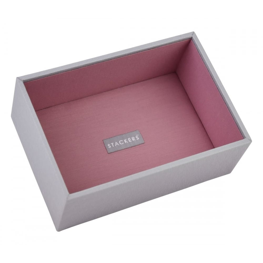 Dove Grey Mini Deep Open Stackers Antique Rose Lining