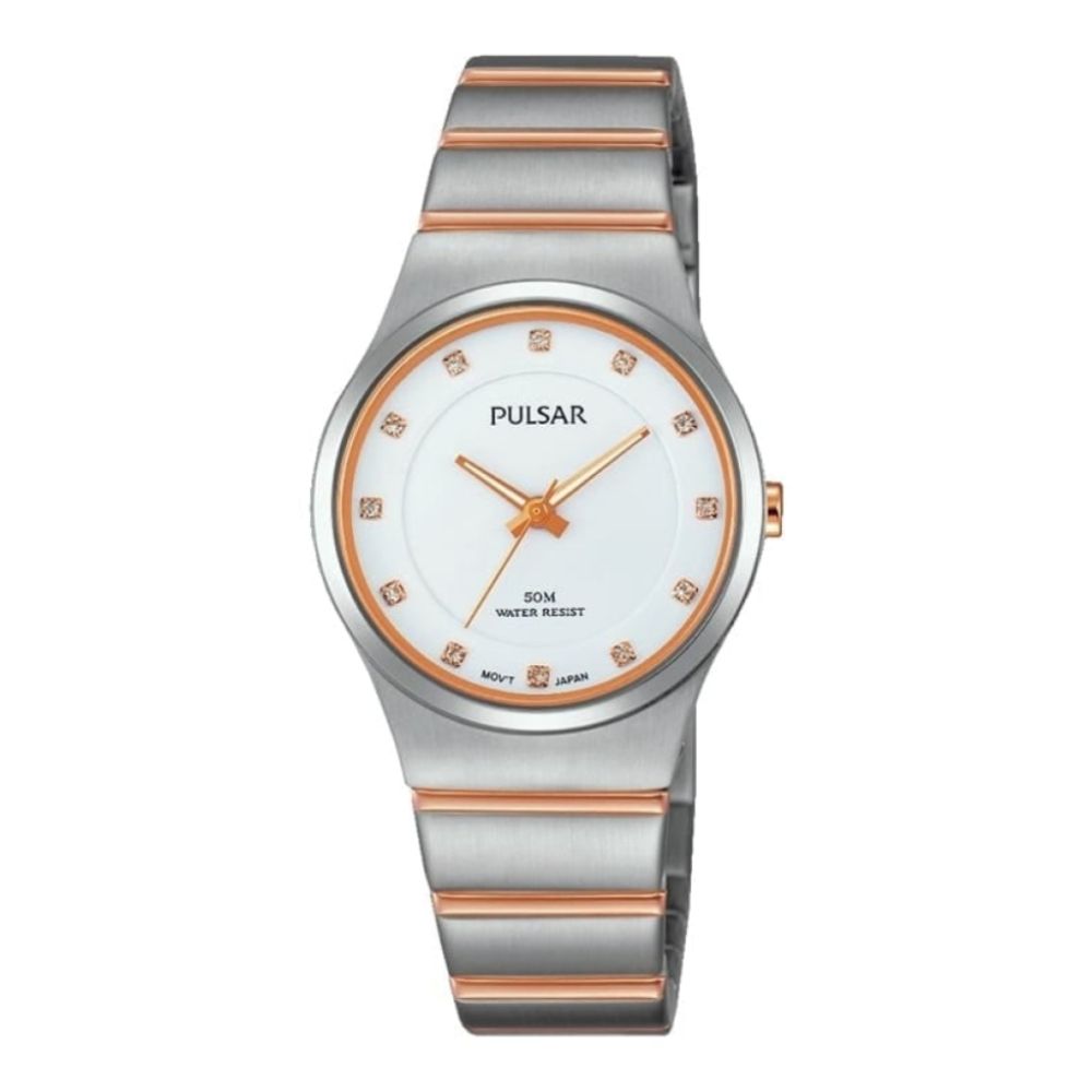 Womens Two Tone Crystal Bracelet Watch