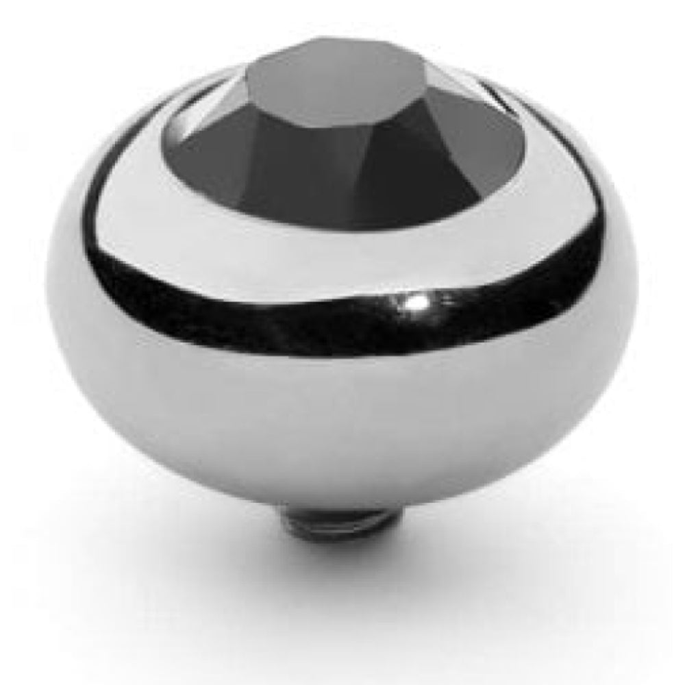 Famosa Silver 10mm Tondo Ring Top Jet Hematite
