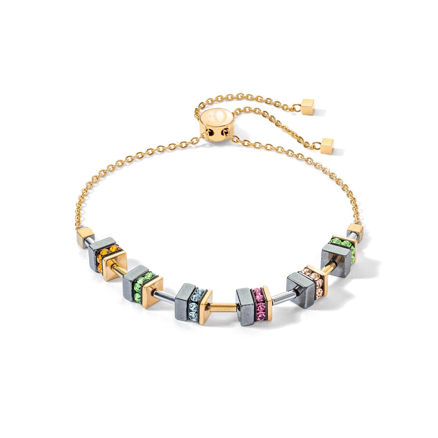 Sparkling Classic Chain Gold Plated Multicolour Bracelet