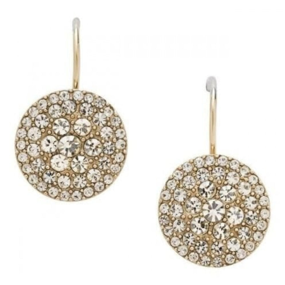 Ladies Gold IP Steel Crystal Hook Earrings