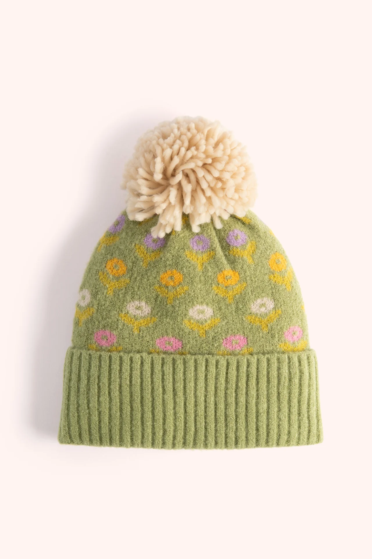 Willow Ditsy Flower Pompom Hat In Sage