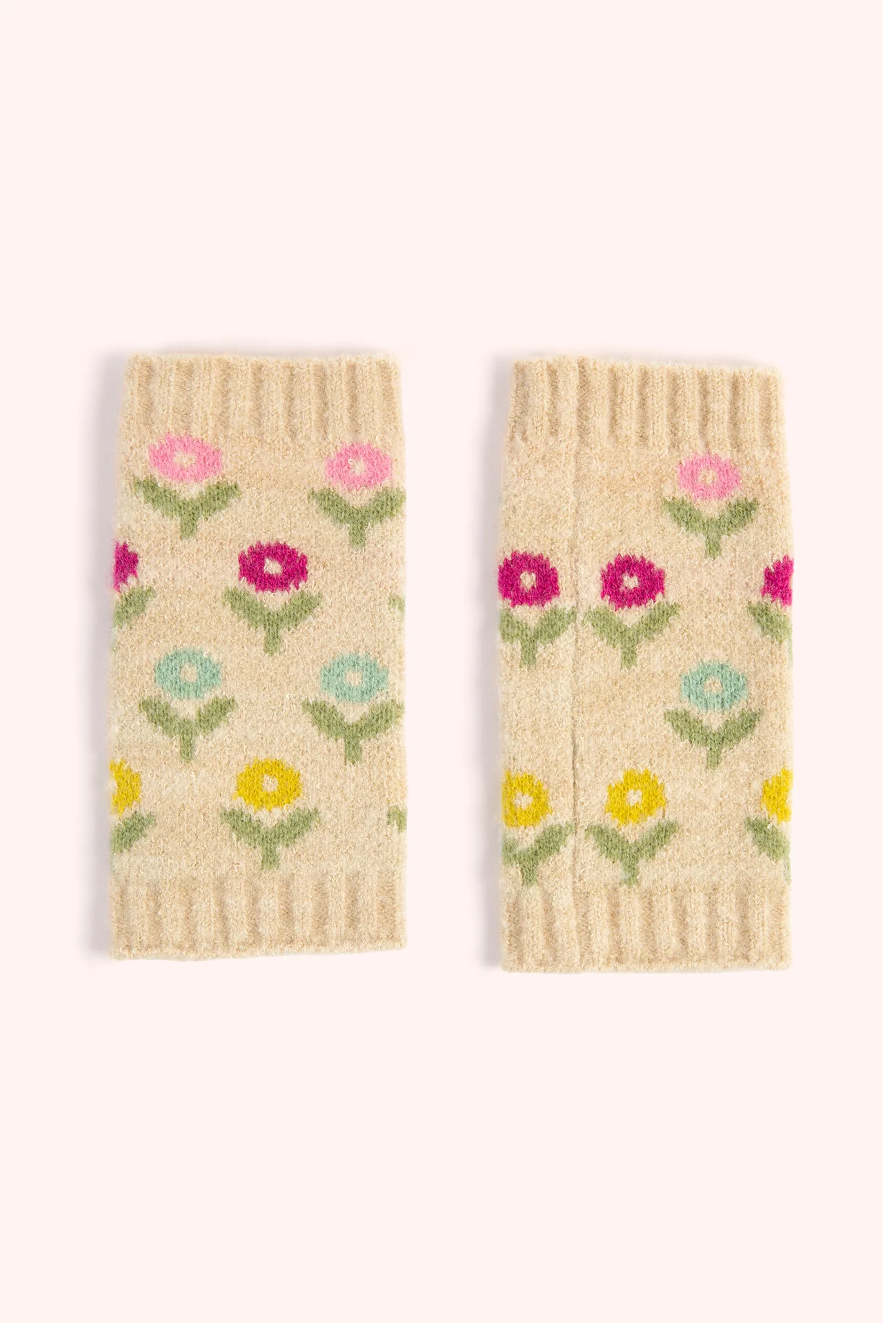 Willow Ditsy Flower Wrist Warmers In Cream