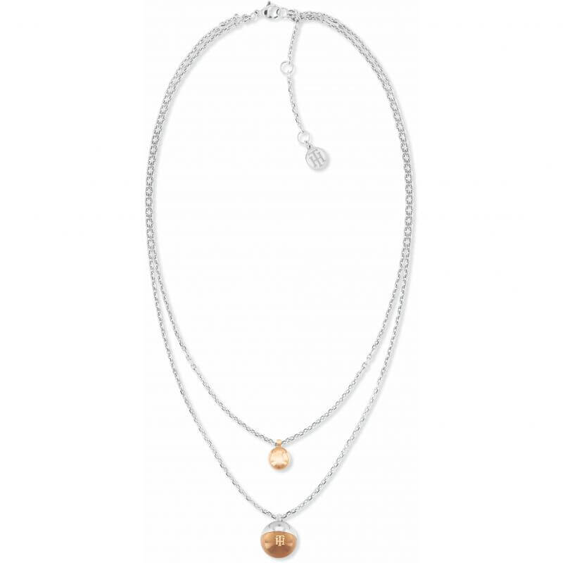 ORB Two Tone Double Layer Pendant Dress Necklace