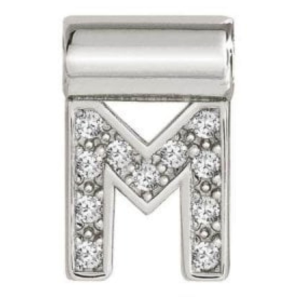 Seimia Silver Cubic Zirconia Letter M Charm