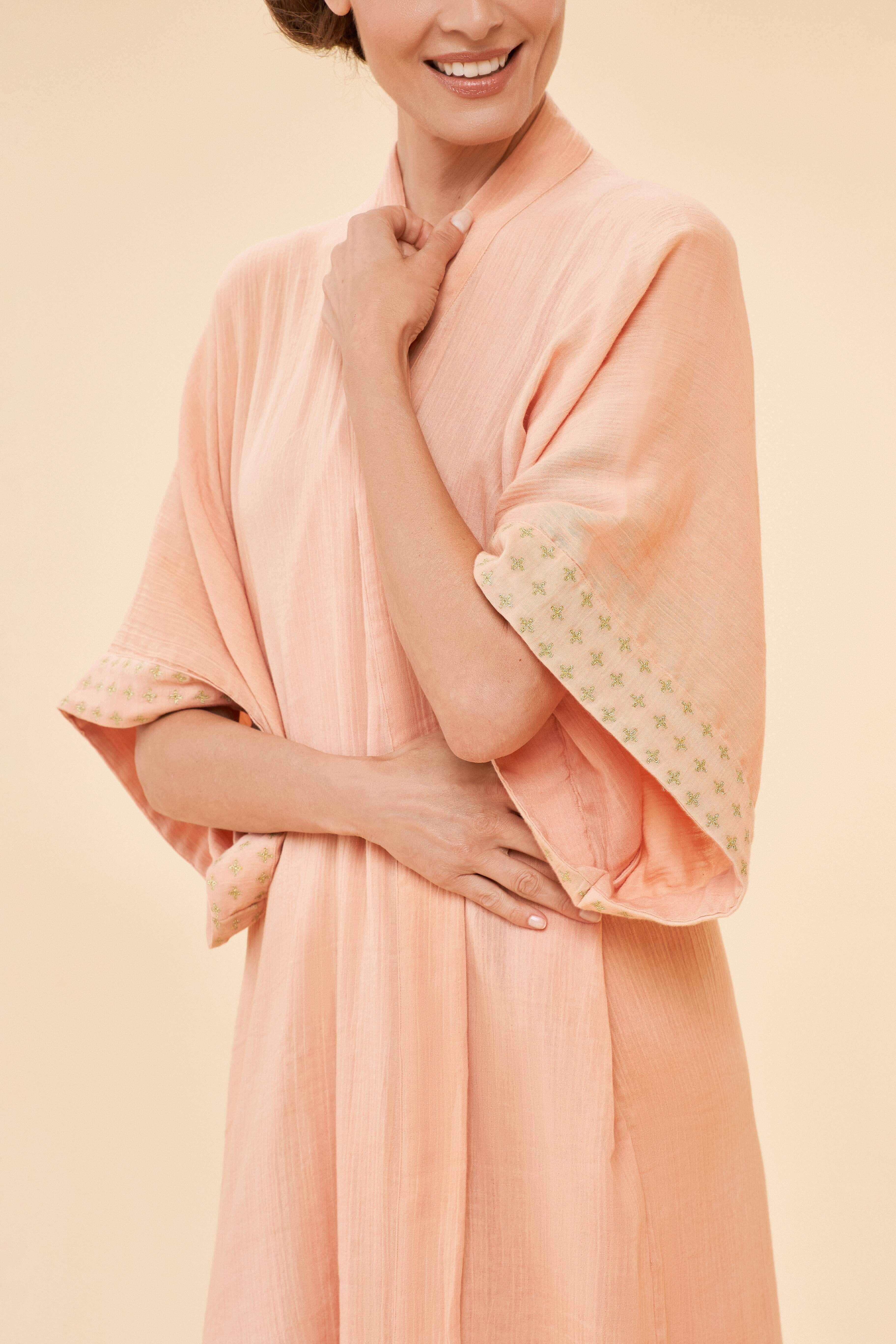 Organic Cotton Retreat Gown In Coral