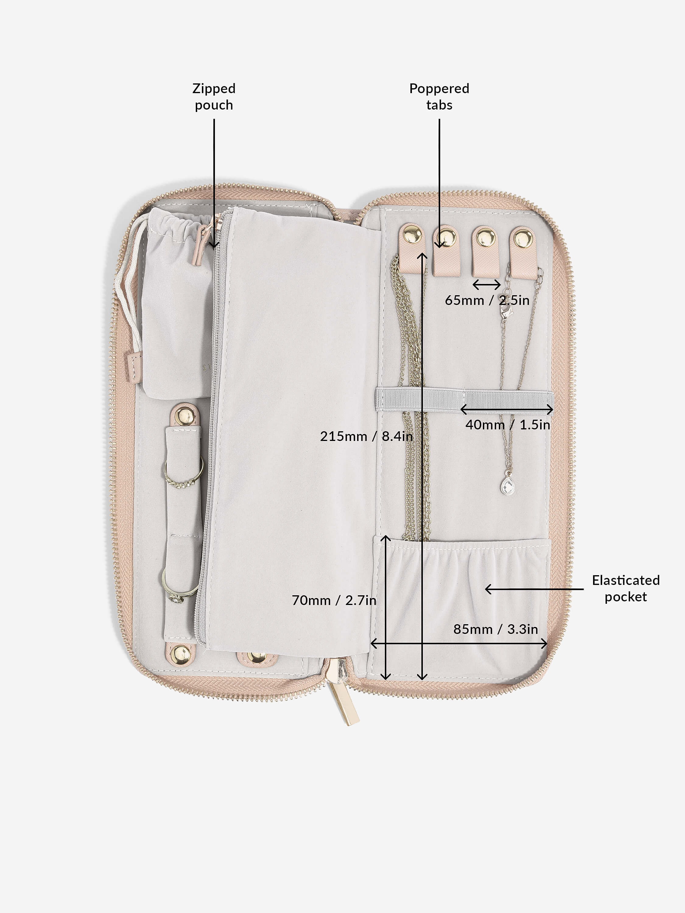 Blush Pink Jewellery Roll