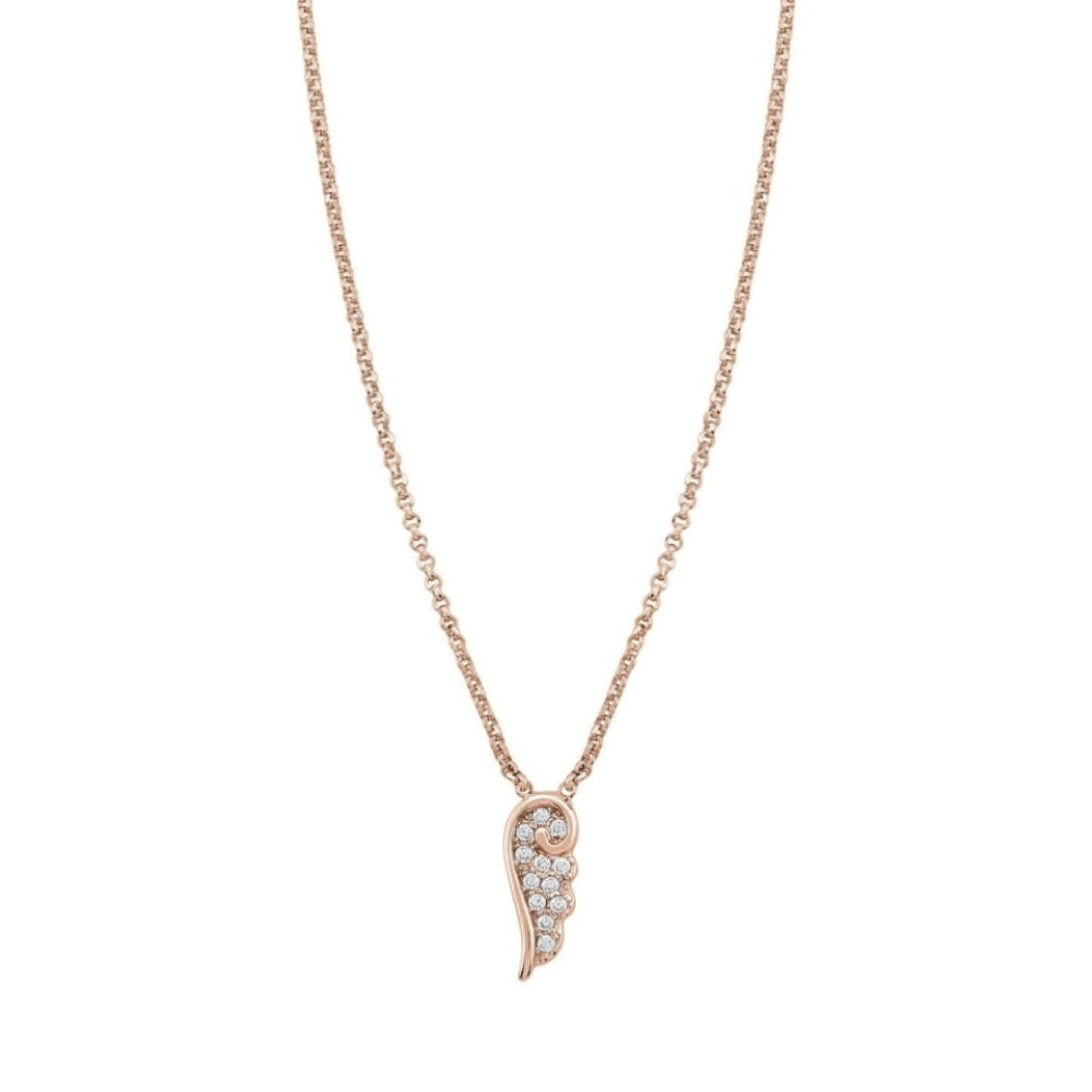 Rose Gold Plated Sterling Silver Cubic Zirconia Wing Necklace
