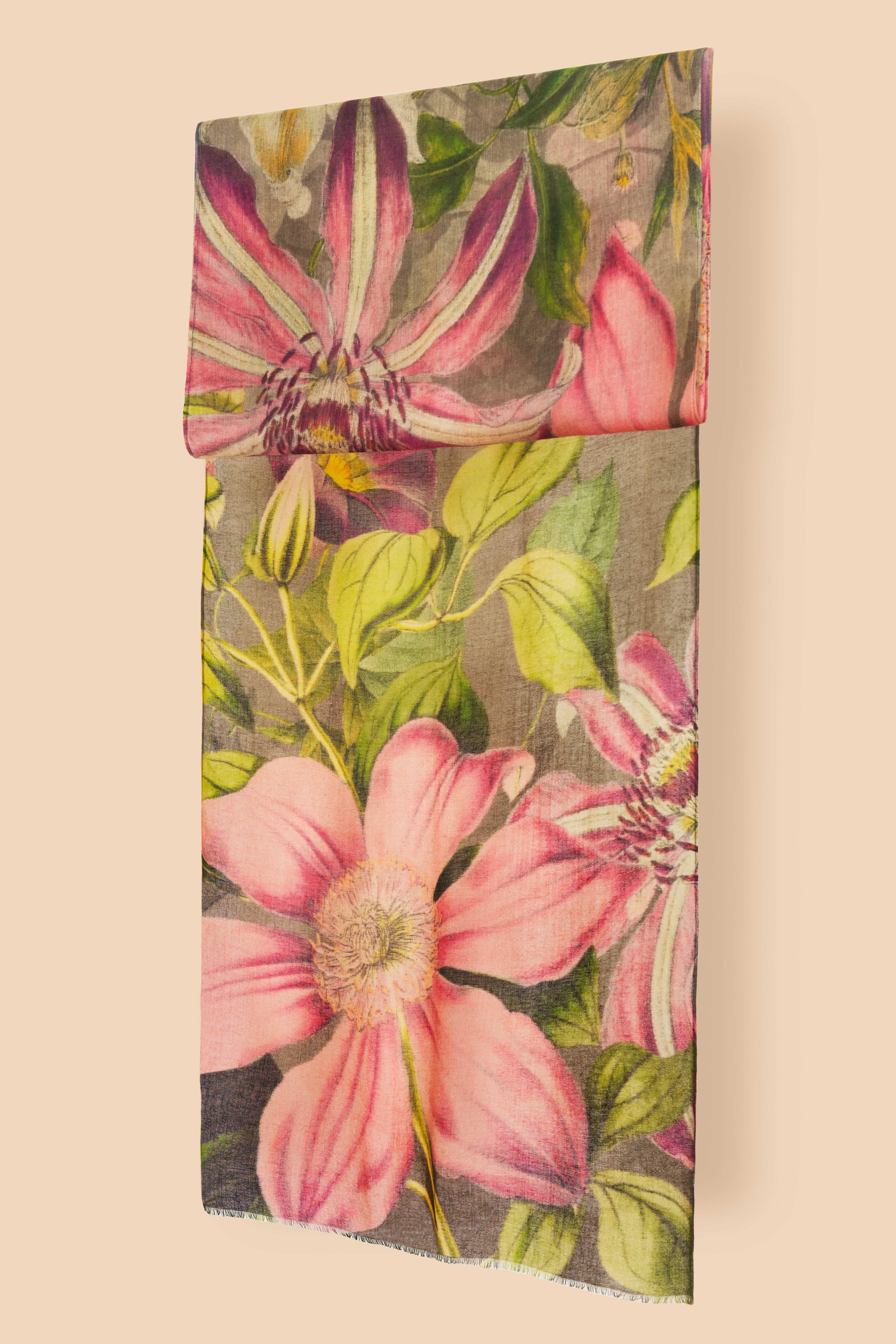 Wool Wrap Oversized Botanicals Scarf