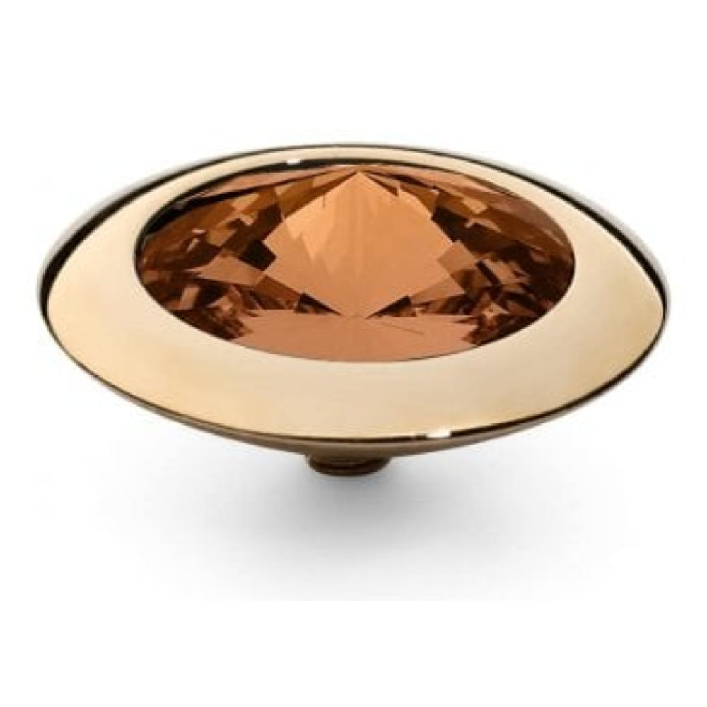 Famosa Gold 16mm Tondo Ring Top Smoked Topaz