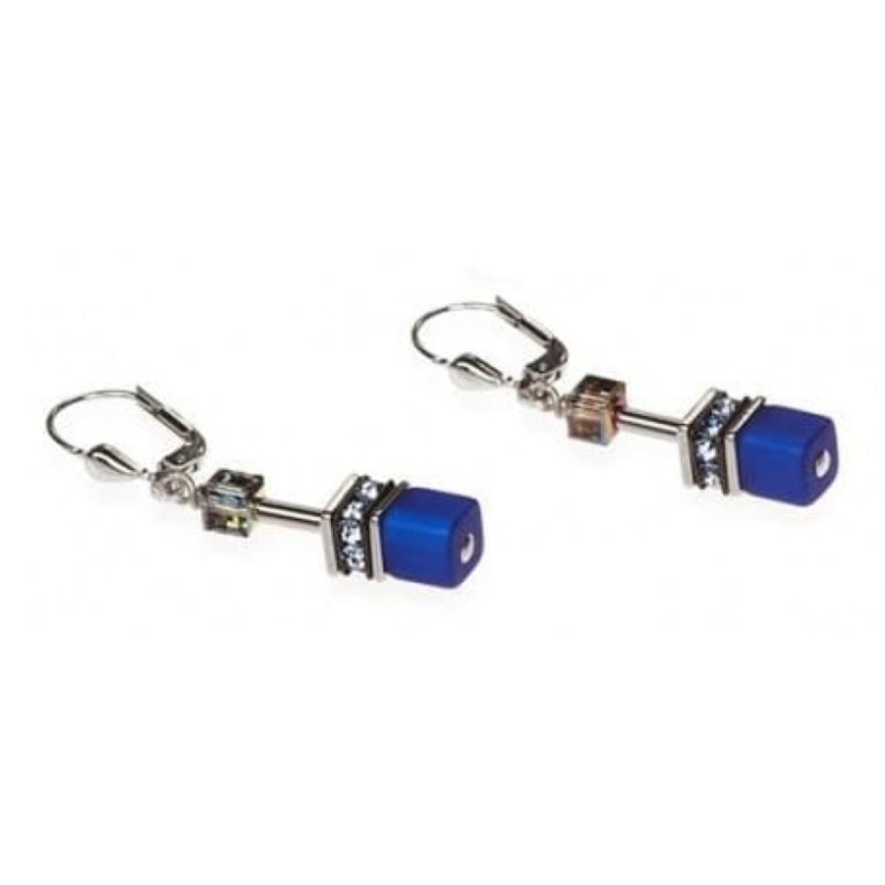 Ladies Blue Synthetic, Solid Coloured Tiger Eye Earrings