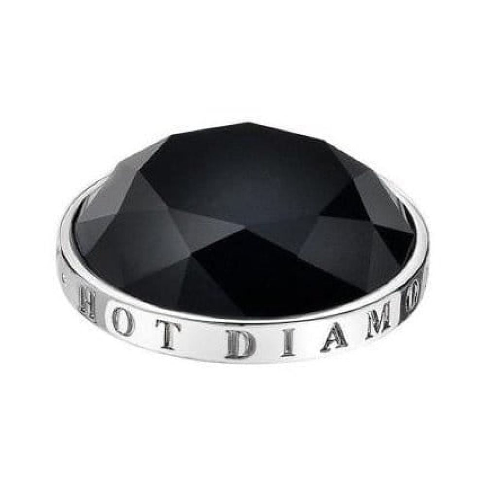 Ladies 33m Midnight Black Faceted Silver Coin