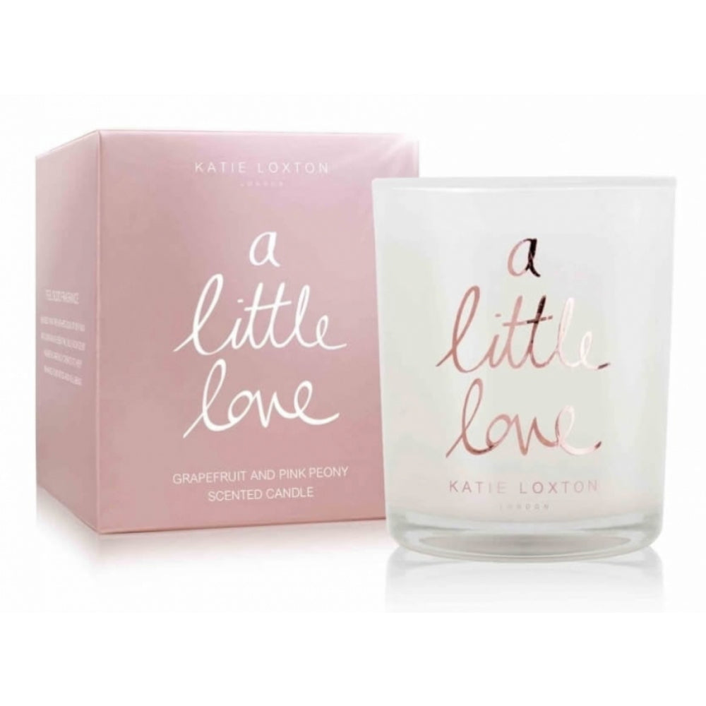 A Little Love - Grapefruit And Pink Peony - Small Metallic Rose Gold Written Word Candle