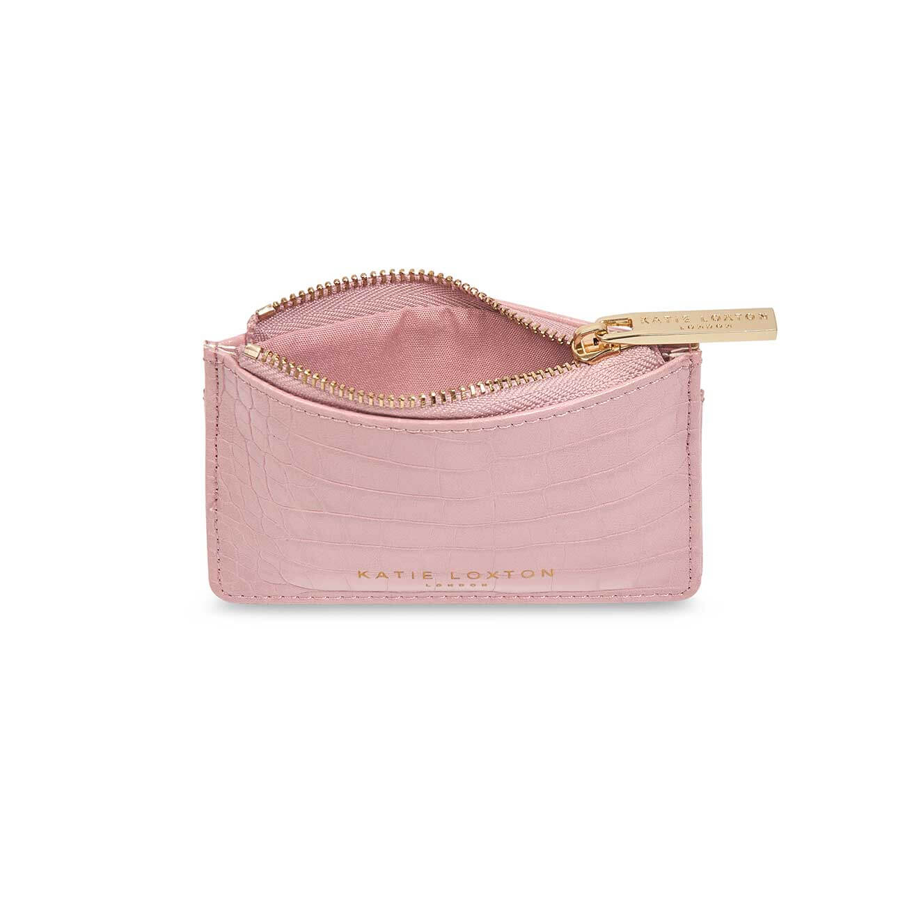 Celine Faux Croc Card Holder | Pink