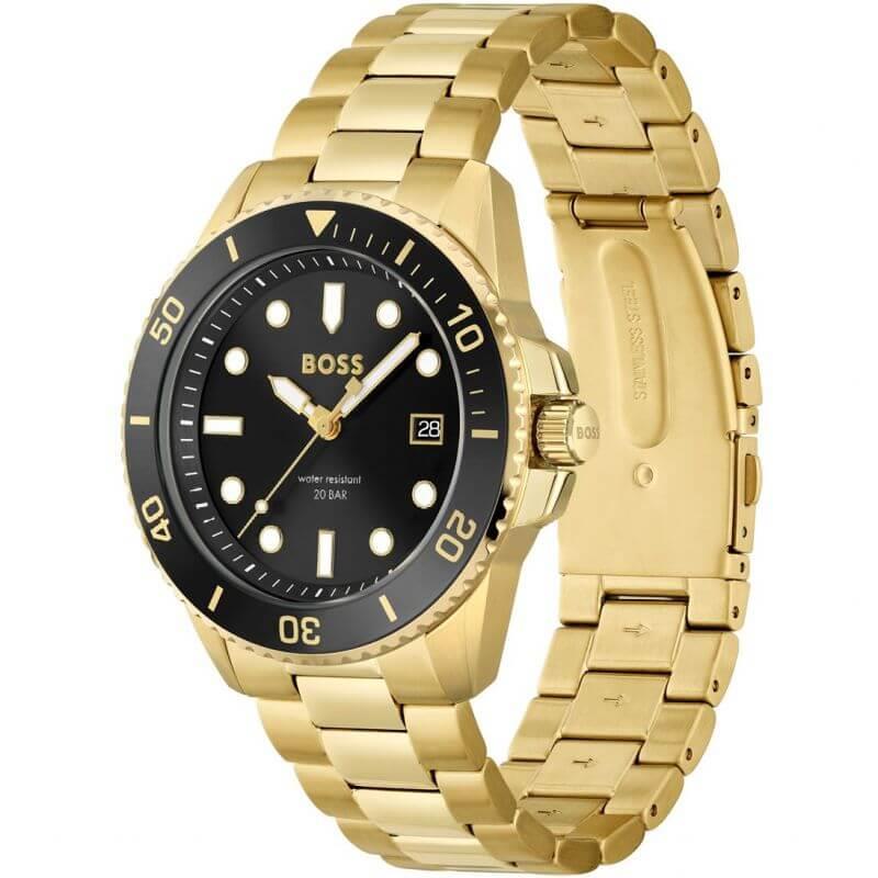 Ace Black Dial Gold Stainless Steel Bracelet Watch