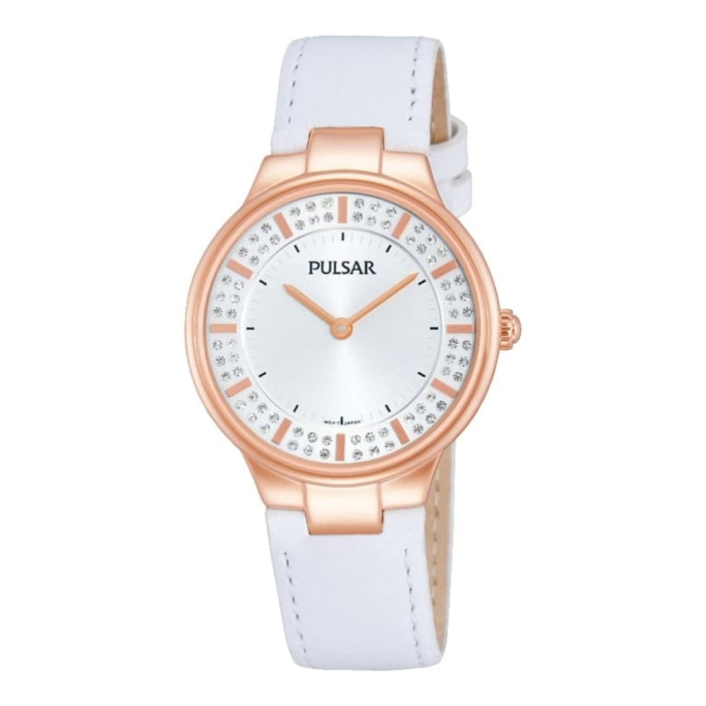 Womens Rose Gold Plated Leather Watch