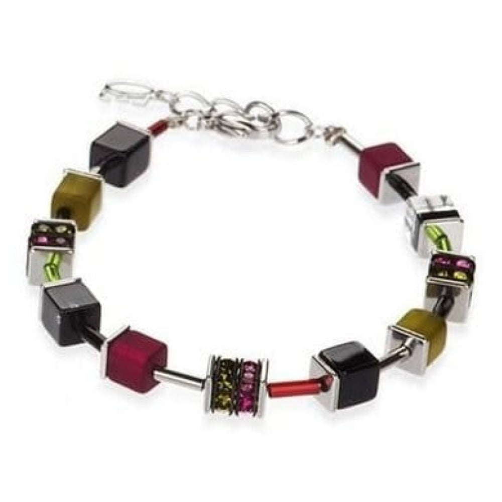 Purple, Green & Black Rhinestone Swarovski Cubed Bracelet