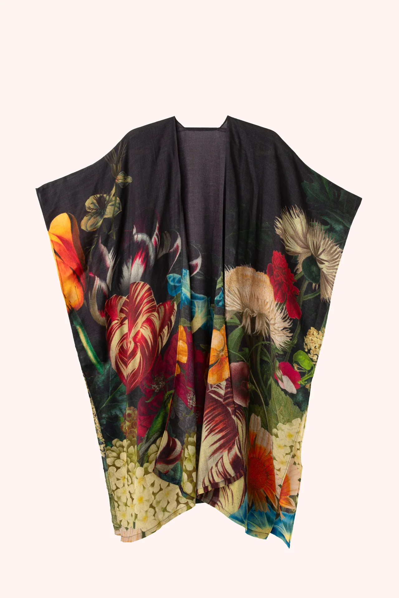 Wool Wraparound - Opulant florals - Chocolate