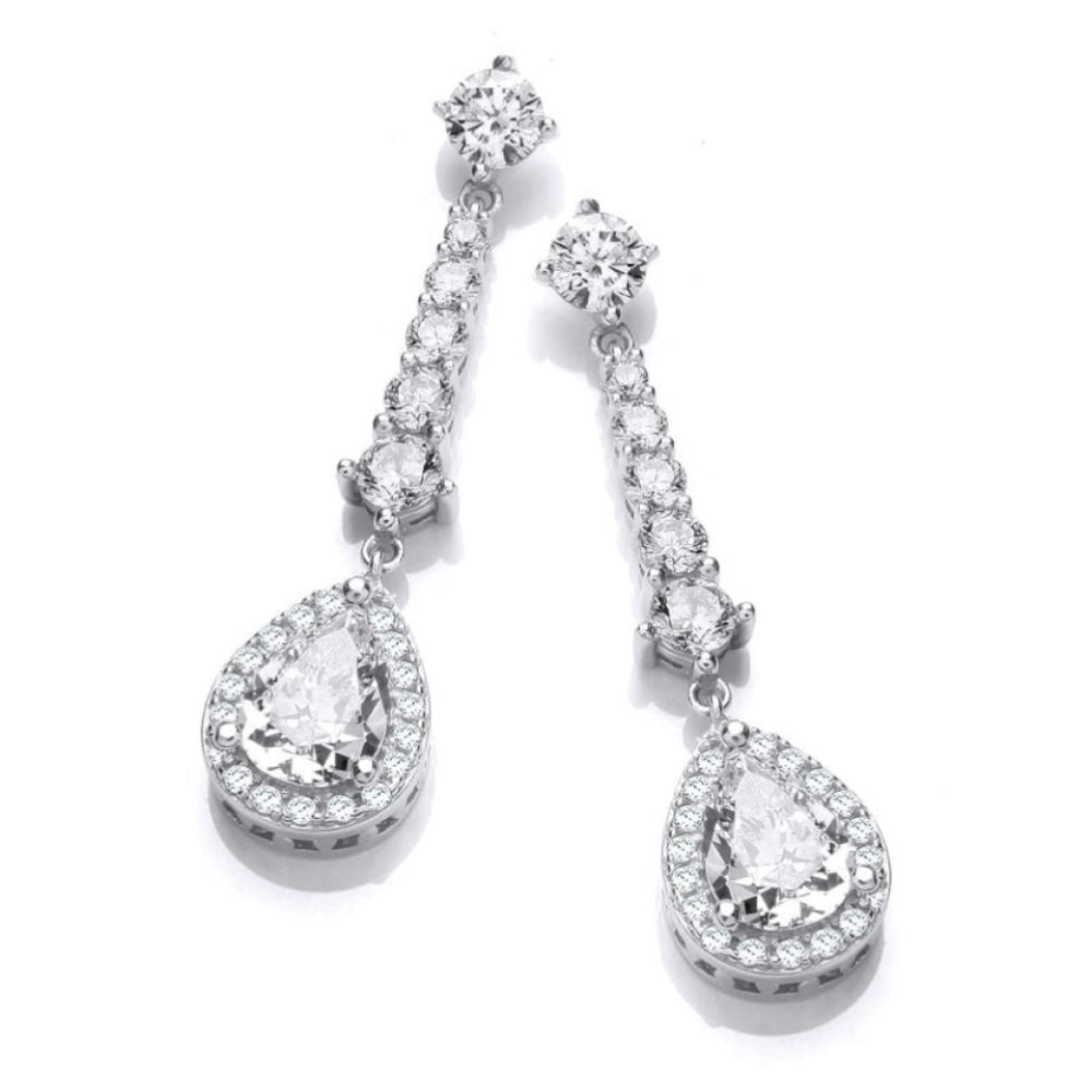 Silver CZ Regency Drop Earrings