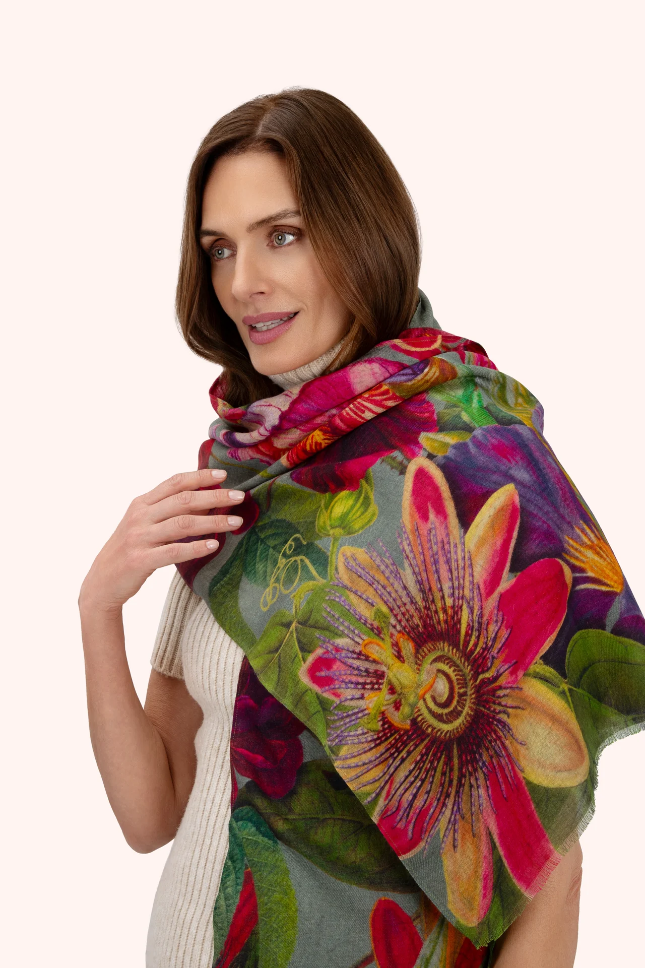 Wool Wrap Scarf - Winter Iris - Ice