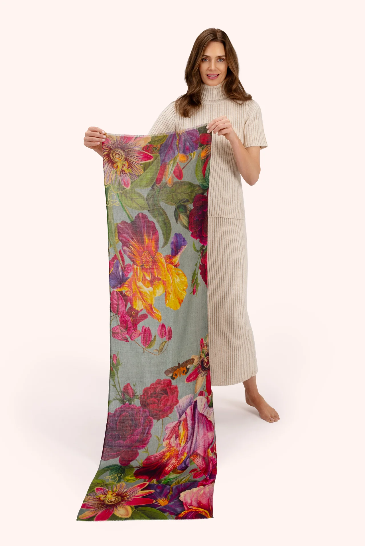 Wool Wrap Scarf - Winter Iris - Ice