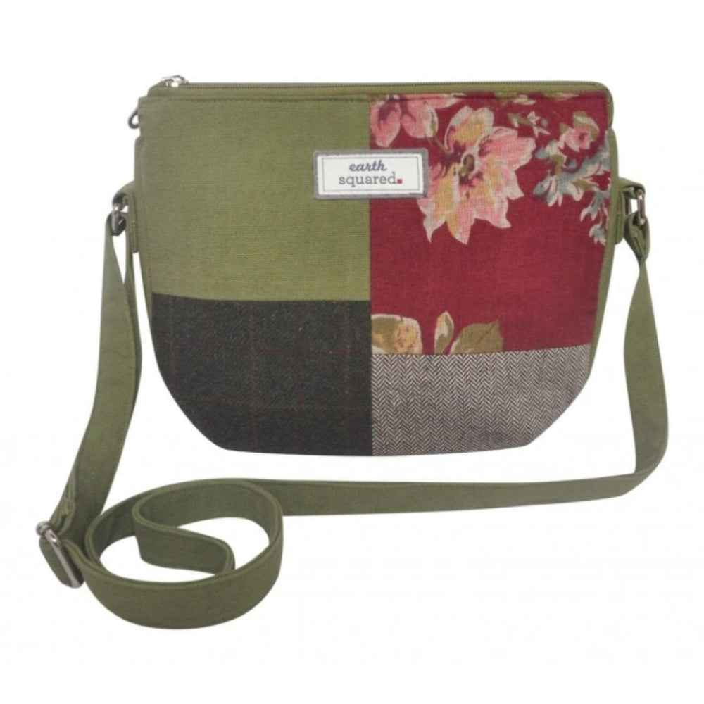 Red Vintage Flower Patchwork Messenger Bag