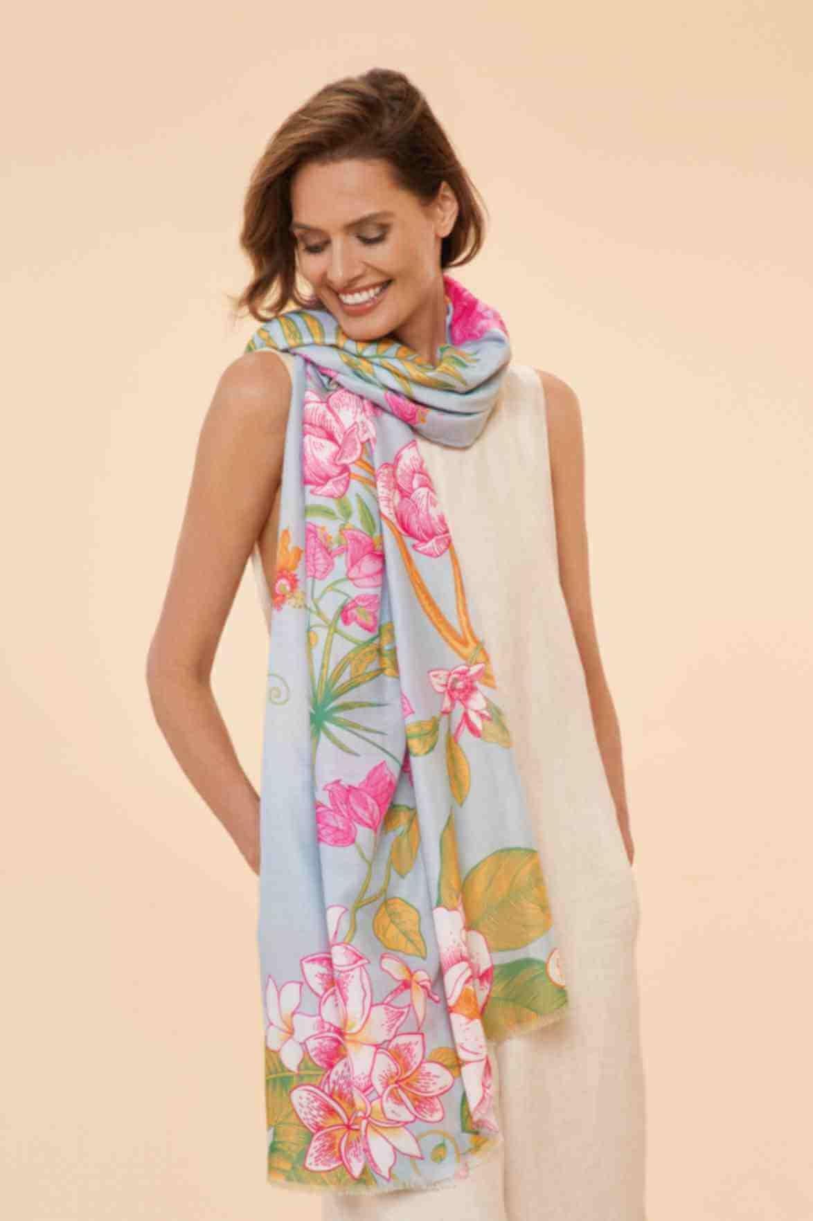 Floral Jungle Print Scarf - Lavender