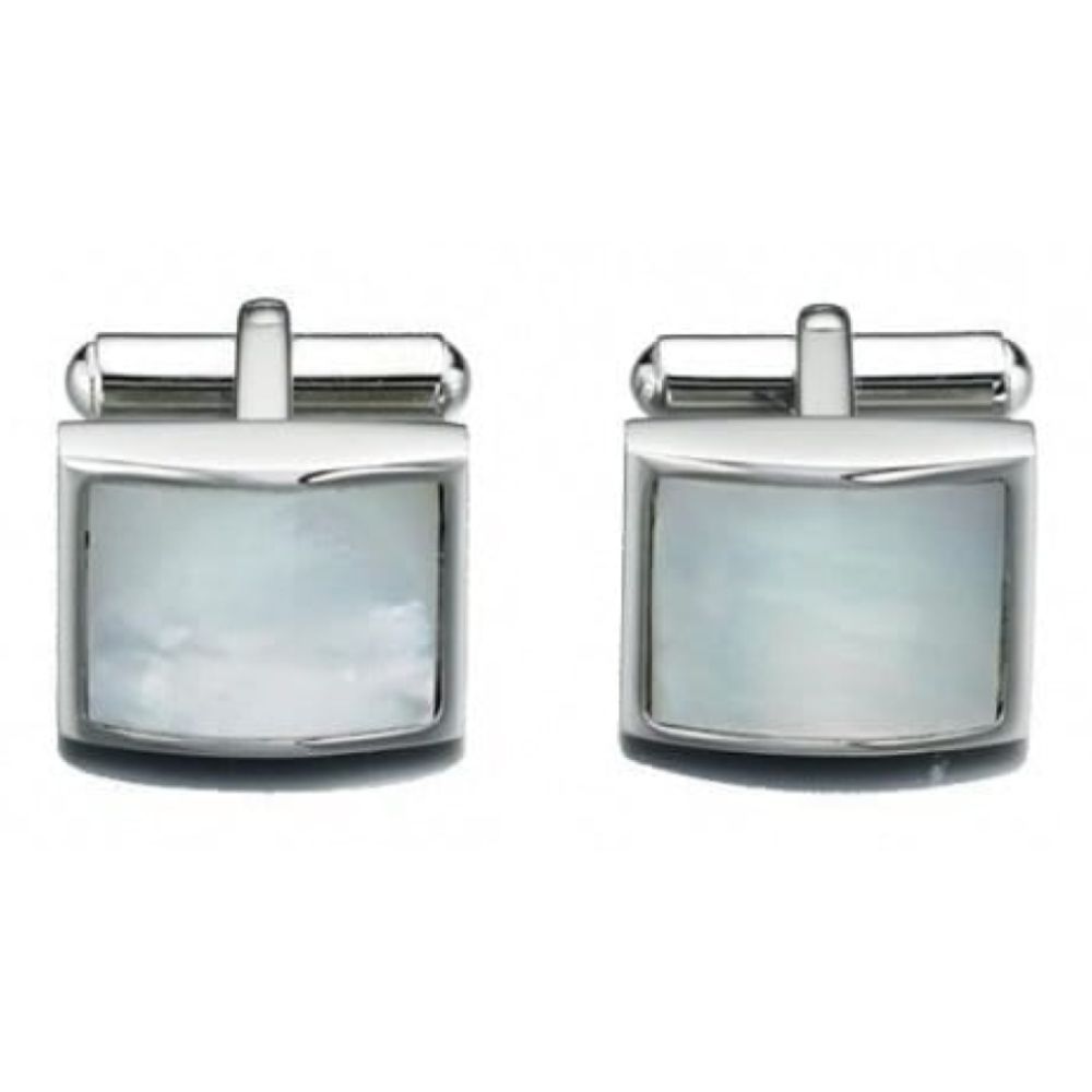 Gents Silver Cufflinks With Mother of Pearl