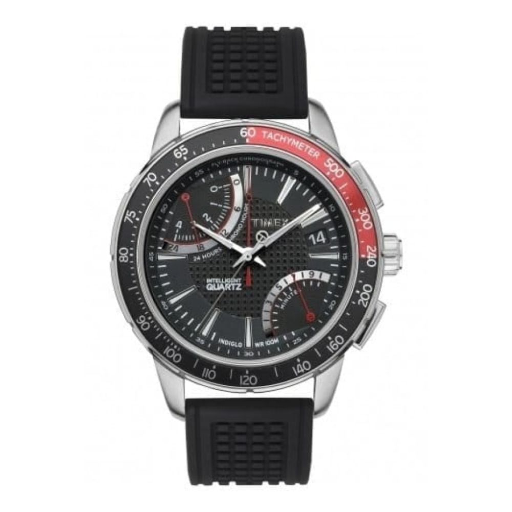 Intelligent Quartz Fly-Back Chronograph Black Silicone Watch