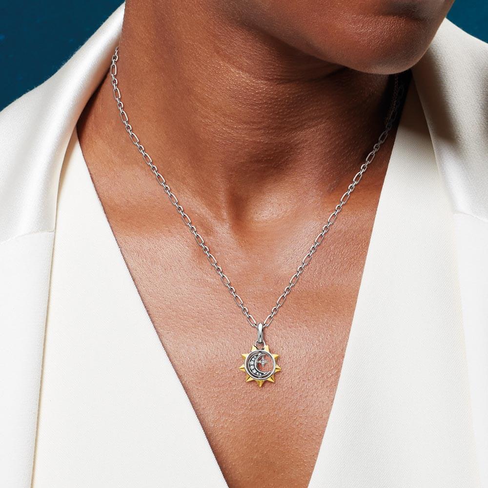 Celeste Pave CZ Sun, Moon & Star Spinner Necklace