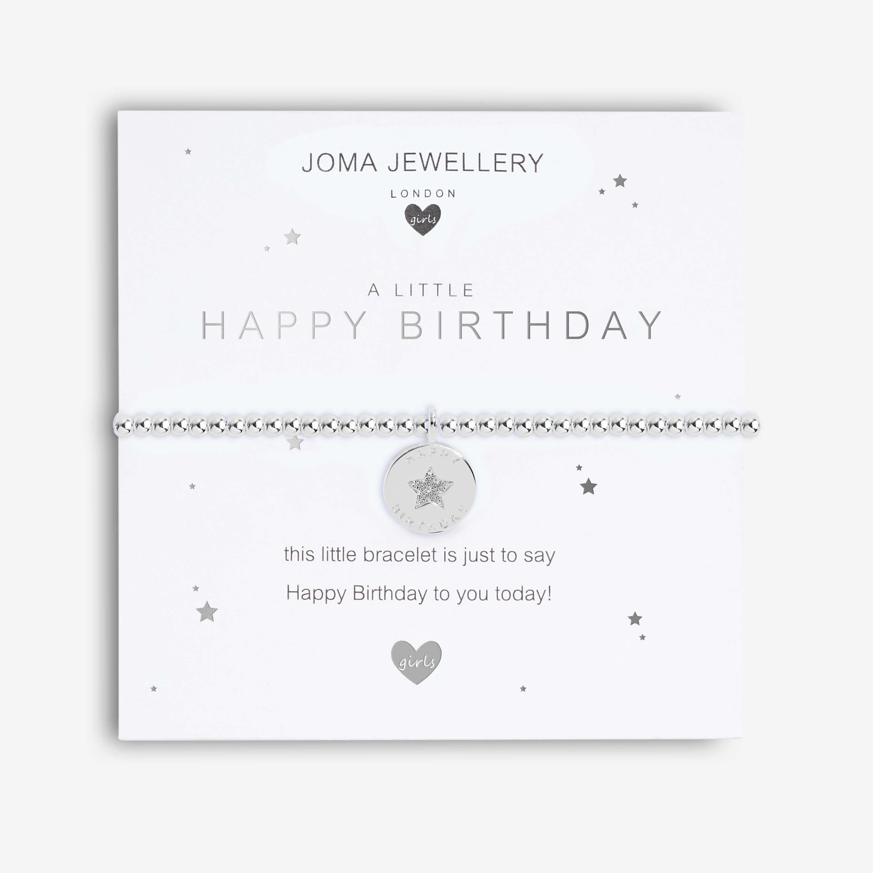 A Little | Happy Birthday | Silver | Bracelet | 15.5cm Stretch