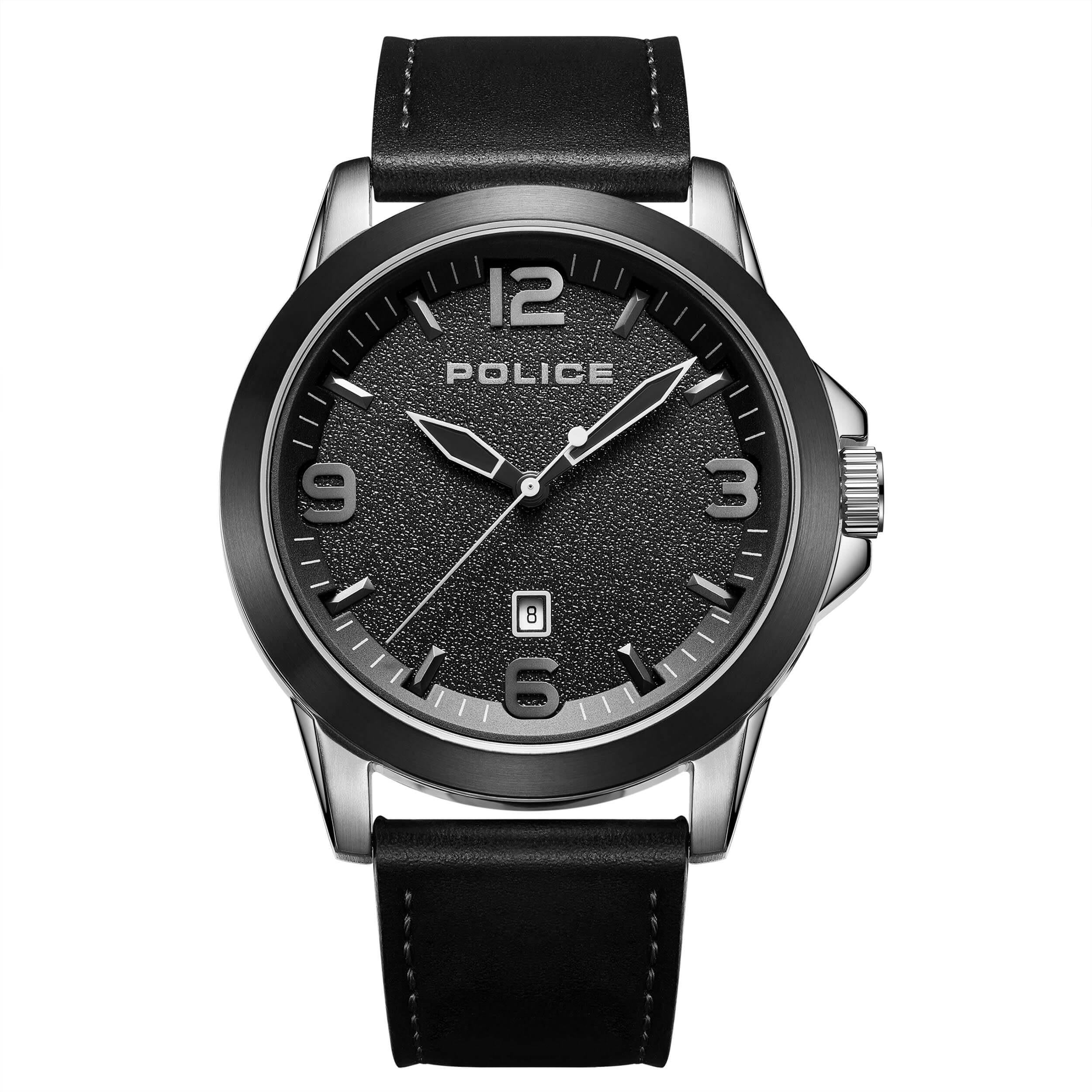CLIFF Black Dial With Black Leather Strap Watch