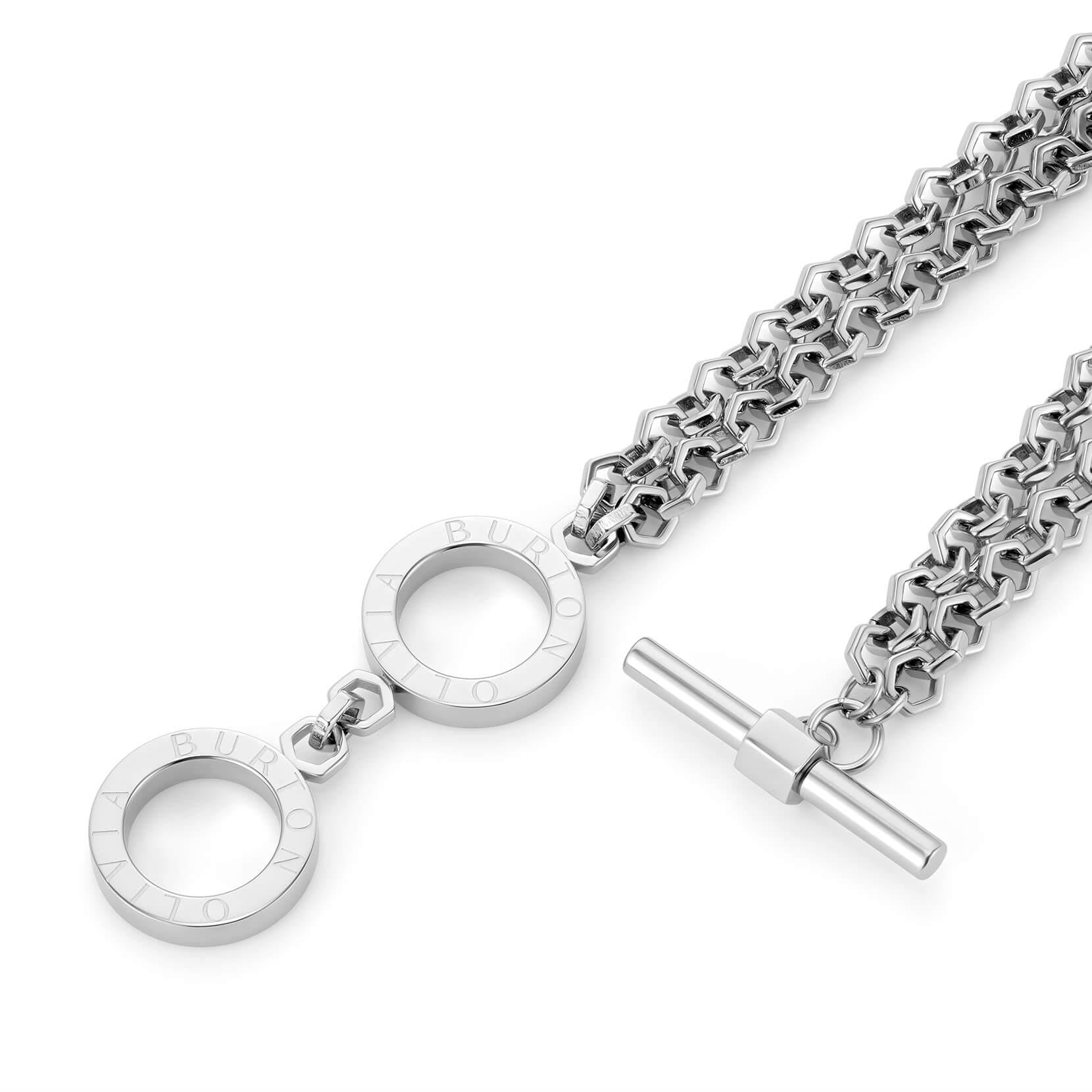 Signature Honeycomb Toggle Silver Tone Ladies Bracelet