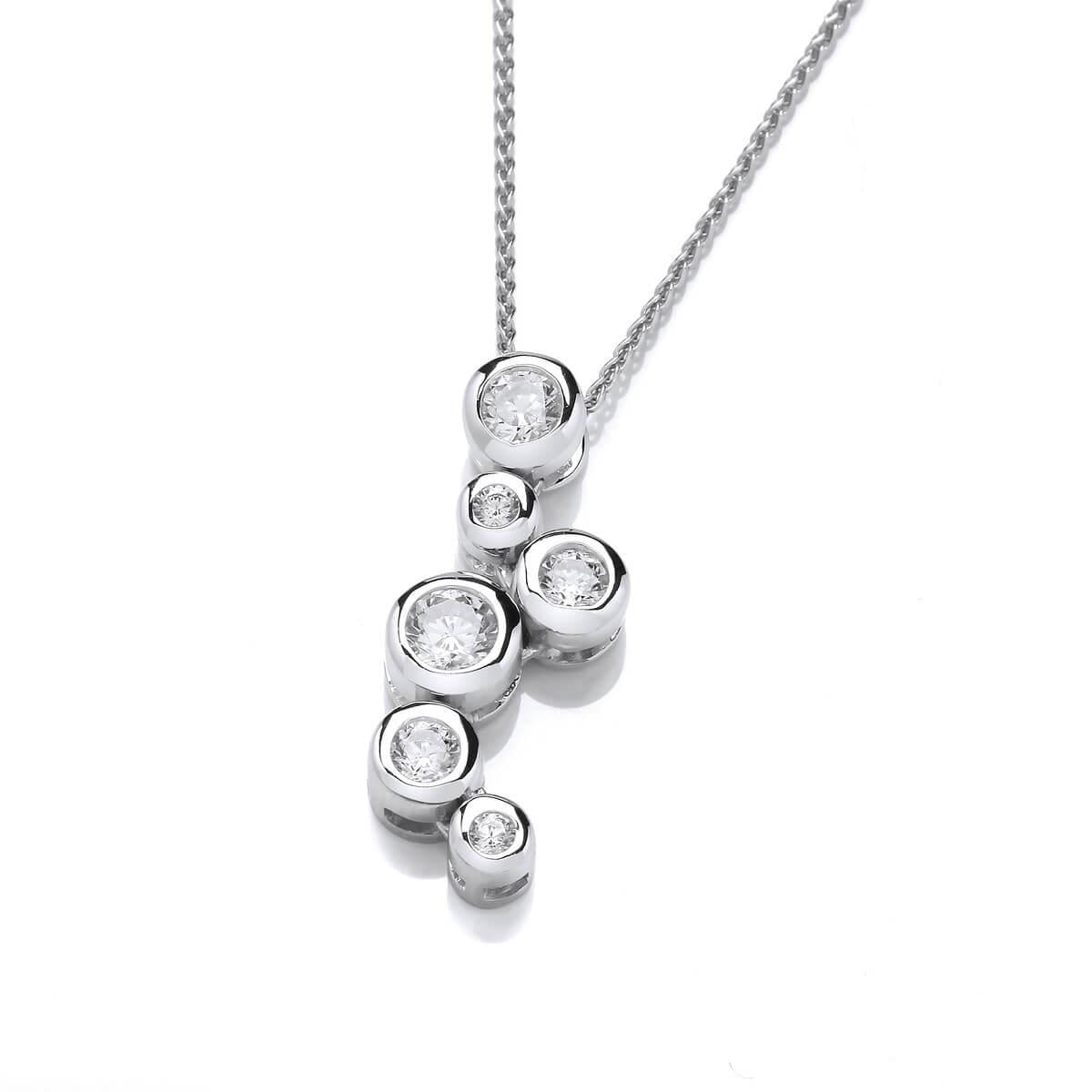 Sterling Silver & Crystal Bubbles Pendant With Silver Chain