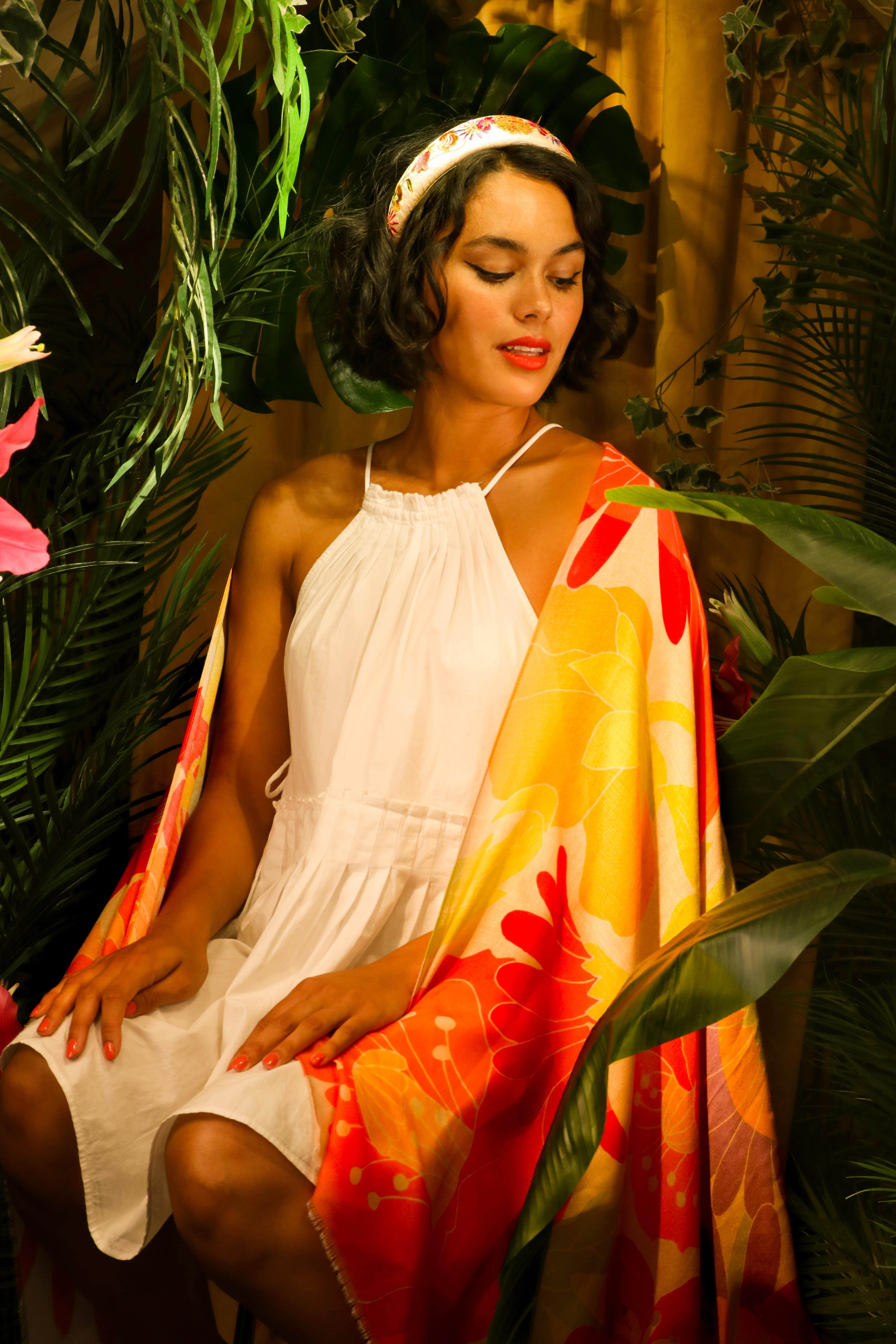 Padded Headband Retro Meadow Cream