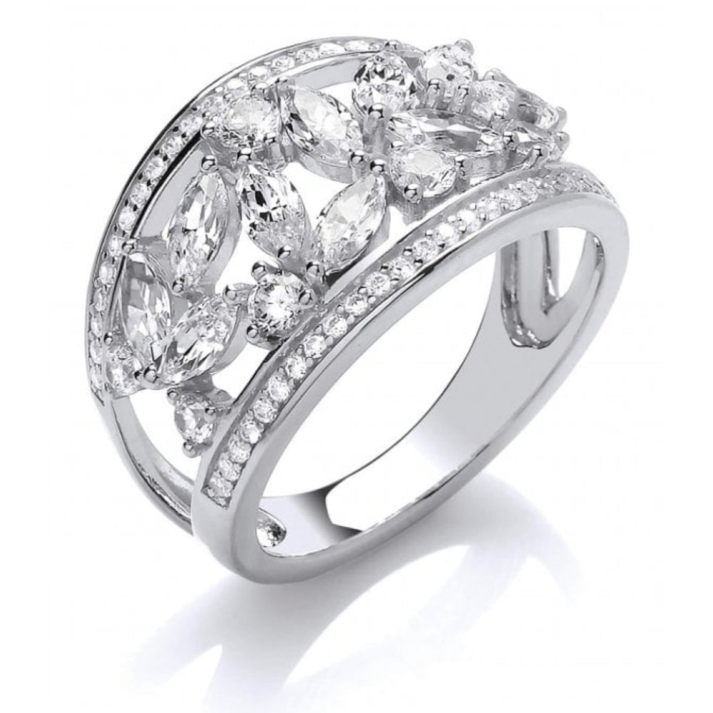 Silver Marquise & Solitaire CZ Ring Size 7/N