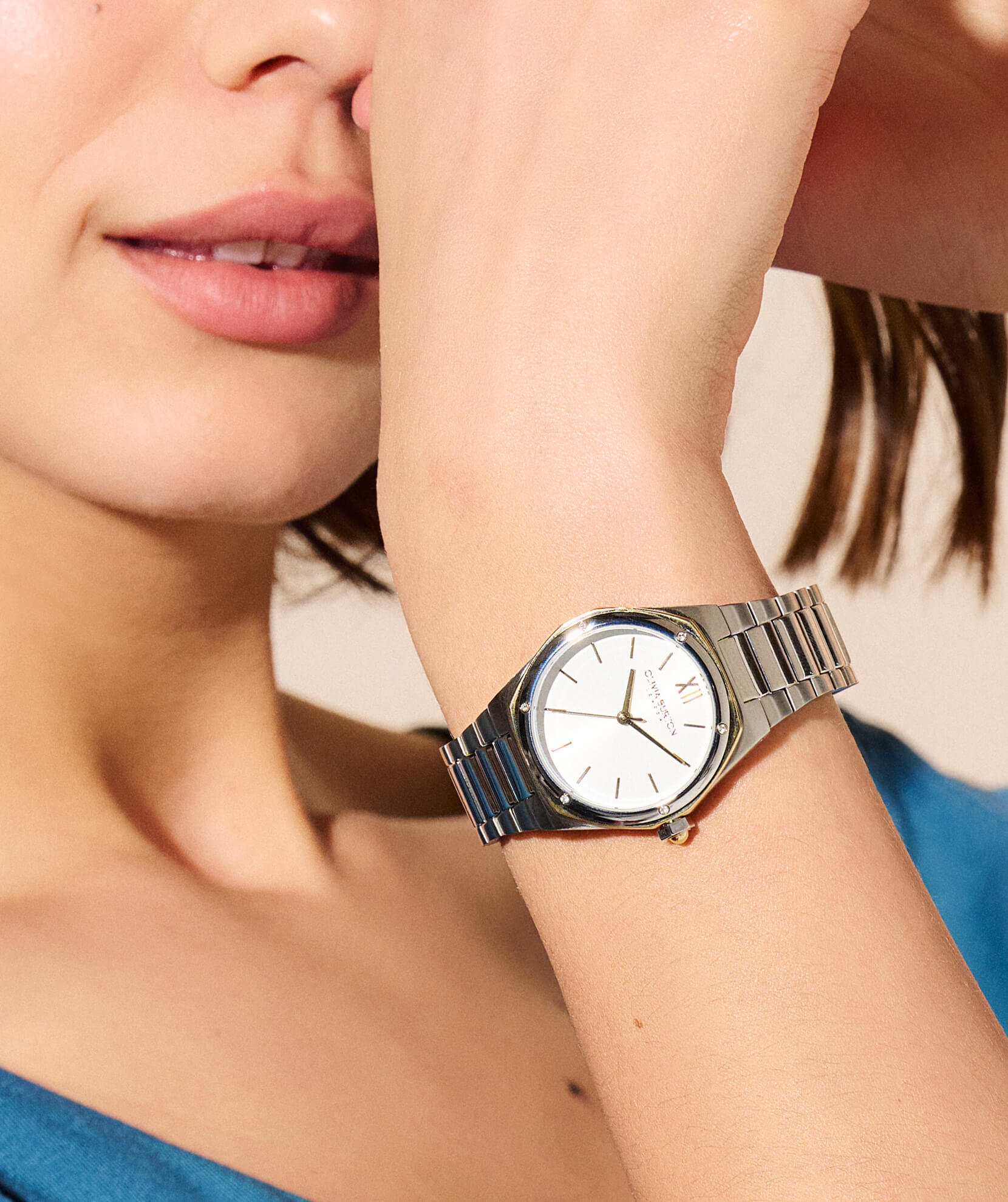 Sports Luxe Hexa White, Gold & Silver Bracelet Watch