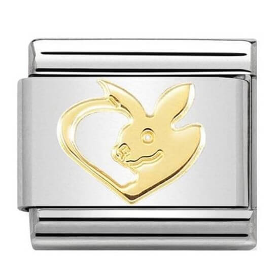 Composable Classic Gold Rabbit in Heart Link