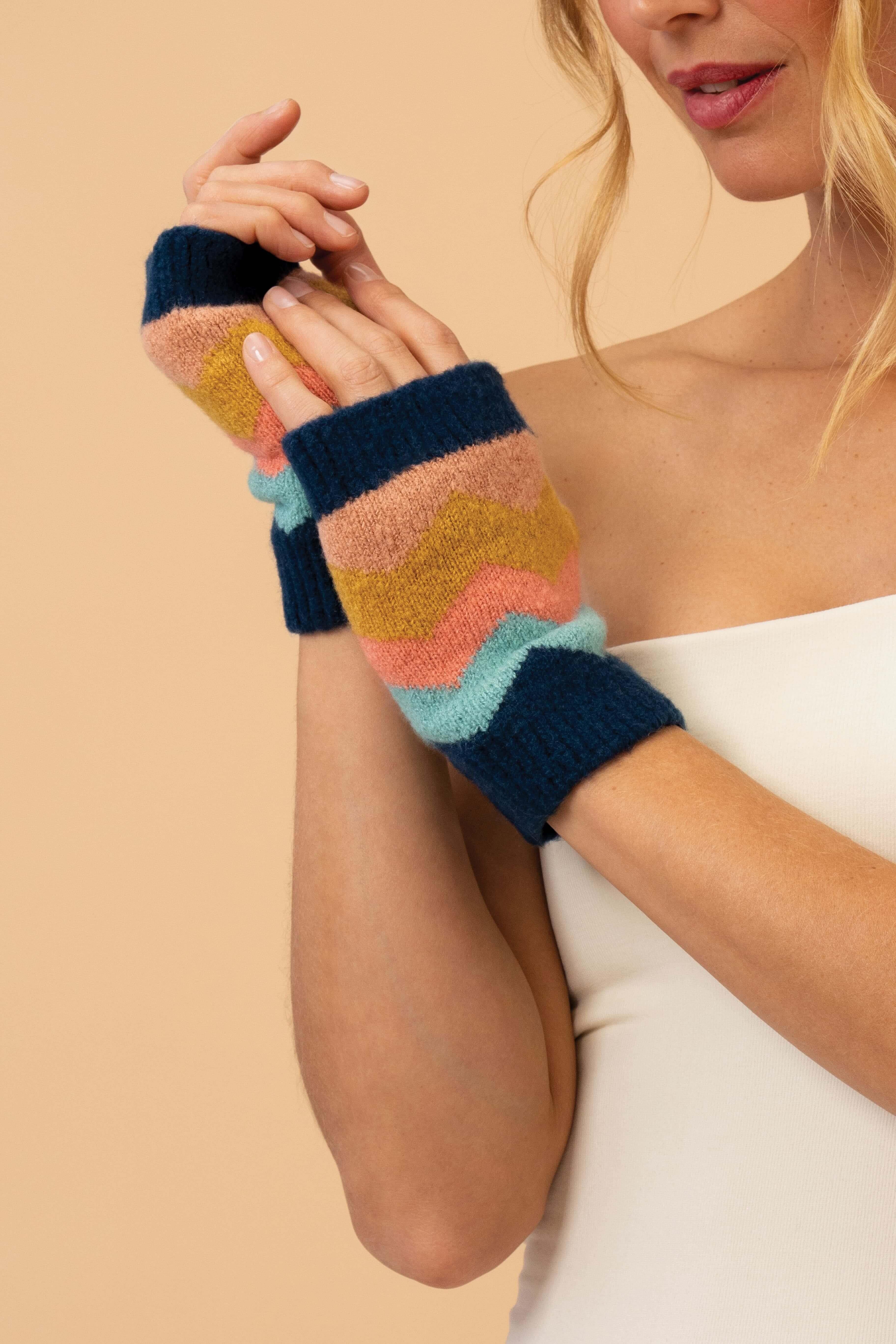 Ladies Nora Wrist Warmers - Navy Mix