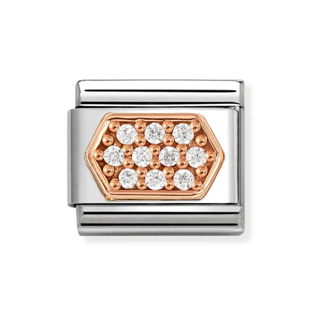 Composable Classic CZ Hexagon Pattern In 9K Rose Gold Charm