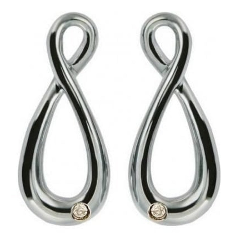 Ladies Go With The Flow Hourglass Silver Earrings With Diamond