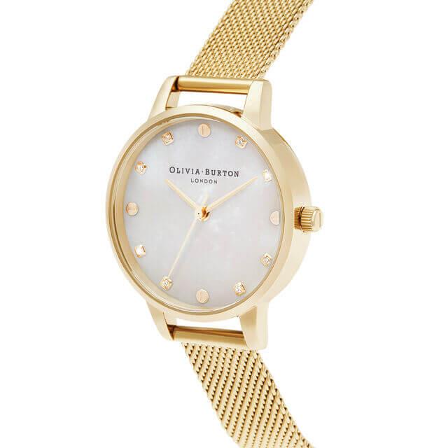 Midi Mother Of Pearl Dial Pale Gold Mesh Bracelet Ladies Watch