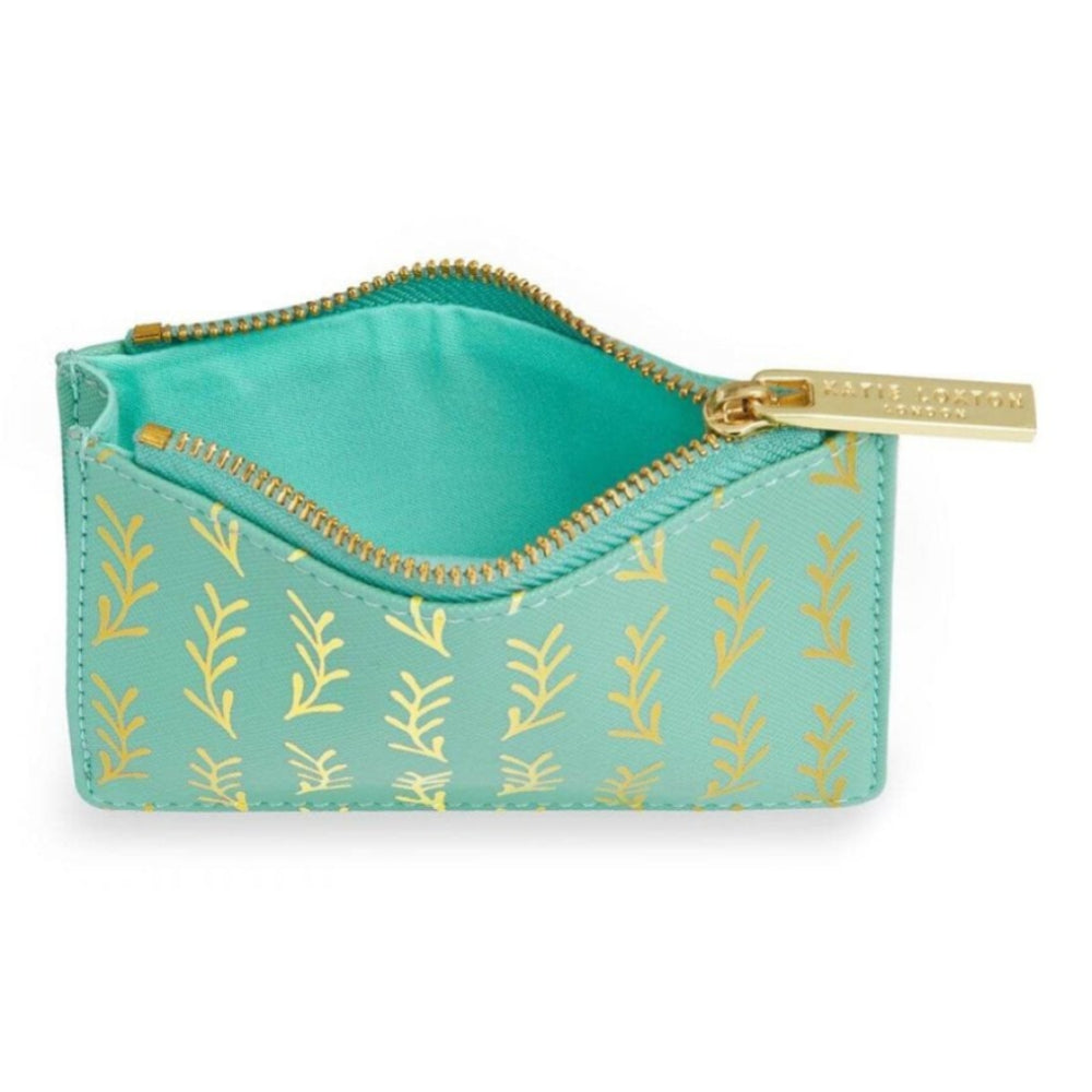 Leaf Print Card Holder | Seafoam Green | 12.5 X 8.5cm
