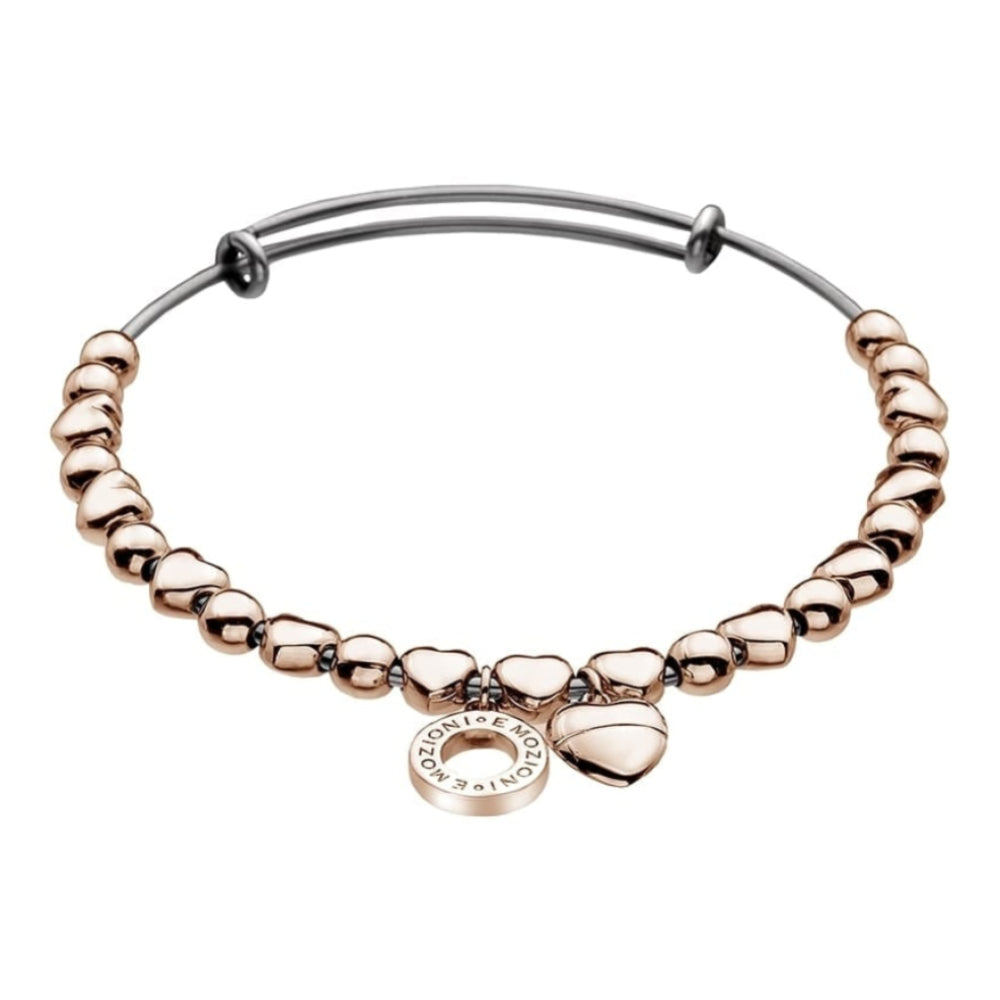 Emozioni Rose Gold Plate Heart Bangle - Large